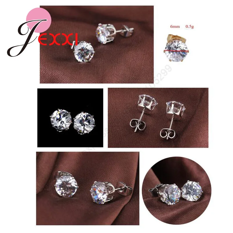 Горячее предложение больше цветов 3-8 мм антиаллергенные серьги 925 пробы