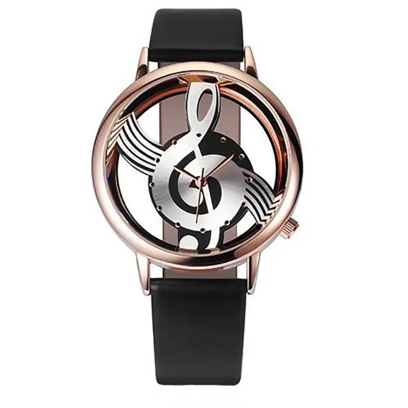 

Music Notation Round hand clock 2018 Temperament Fashion Ladies WristWatch Simple Beautiful Analog Women's Quartz Watch Fi