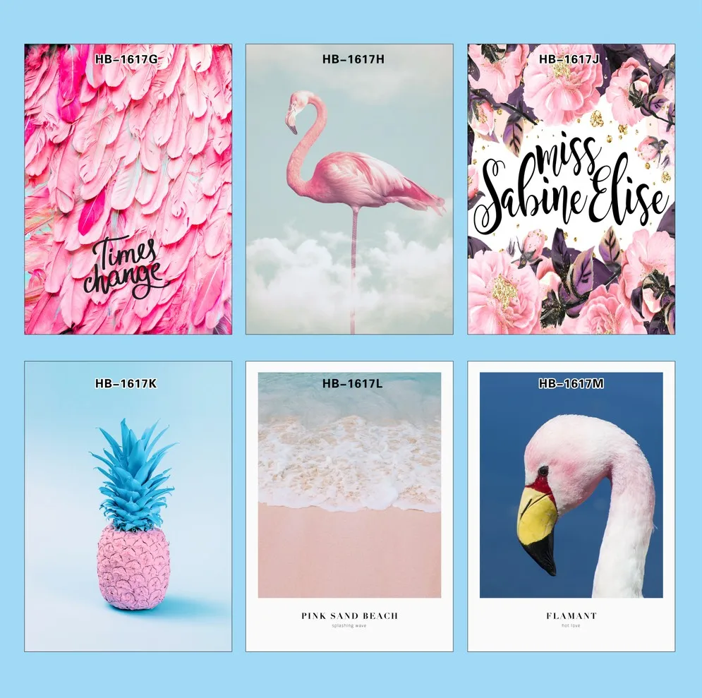 Оригинальный акварельный милый розовый плакат Фламинго с принтом животных фото