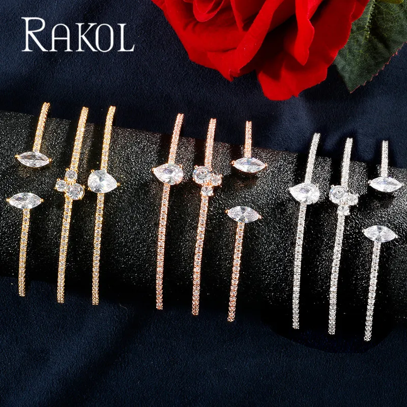 RAKOL Новое поступление изысканные капли воды форма микро проложить Установка большие браслеты для модных женщин свадьбы