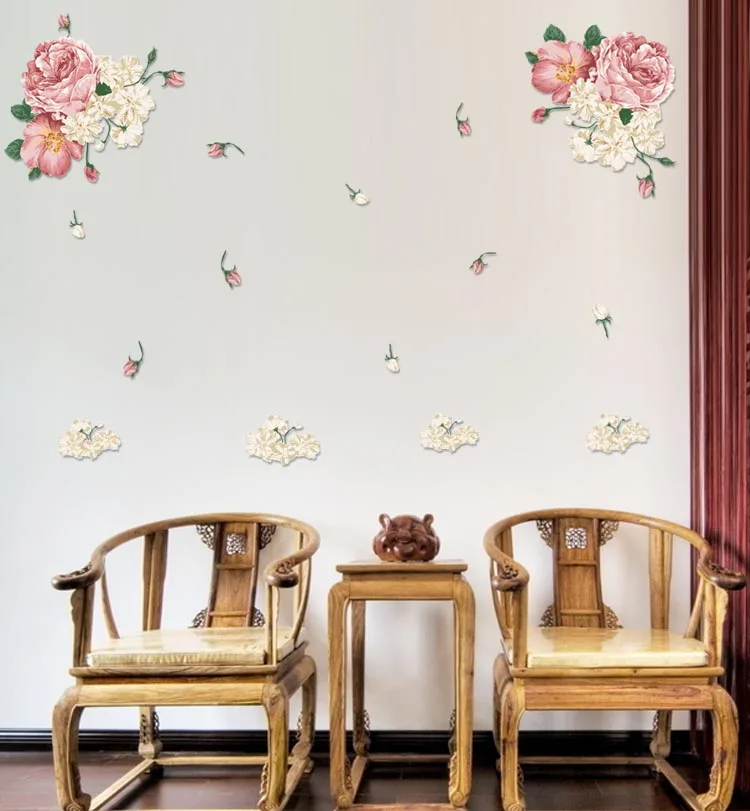 Классические съемные стикеры на стену The богатство и честь пион третьего