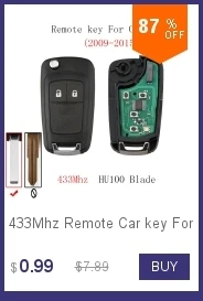 2 кнопки 433 Мгц дистанционный ключ автомобиля для Vauxhall Opel Astra H 2004-2009 флип транспондер чип PCF7941 чип HU100 лезвие ключ