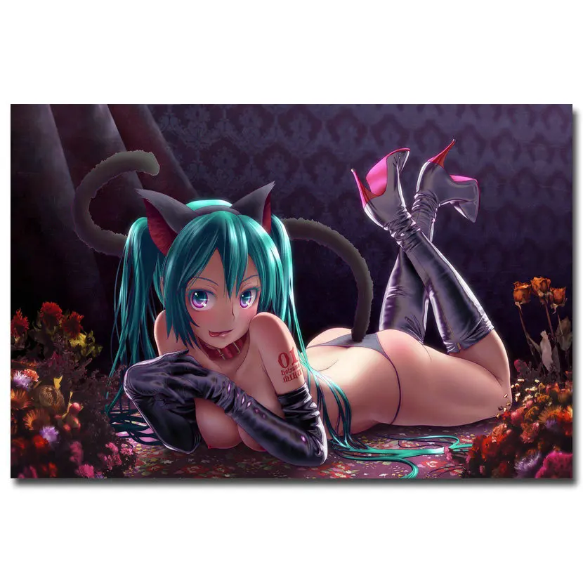 Picture 1 Hatsune Miku Vocaloid художественная шелковая ткань постер печать 12X18 20X30 24X36 дюймов Сексуальная аниме-девушка картинки для декора гостиной 012 - Цвет: Picture 1