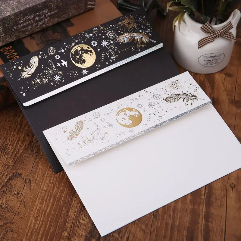 

10Pcs Vintage Creative Bronzing Feather Envelope For Wedding Invitation Cards Gifts Stationery Letter Gift
