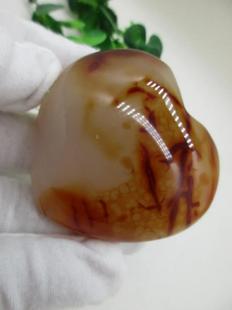 Натуральный красный и желтый Агат в форме сердца восстанавливающий домашний