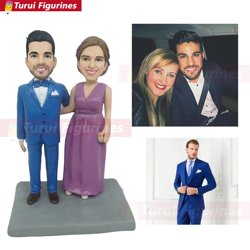 Полимерная глина bobblehead 2 человека полностью сделанные на заказ топперы для торта