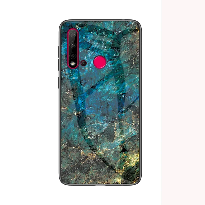 Модный чехол из закаленного стекла для huawei P20 Lite, мягкий силиконовый защитный чехол для телефона P20 Lite - Color: Enerald
