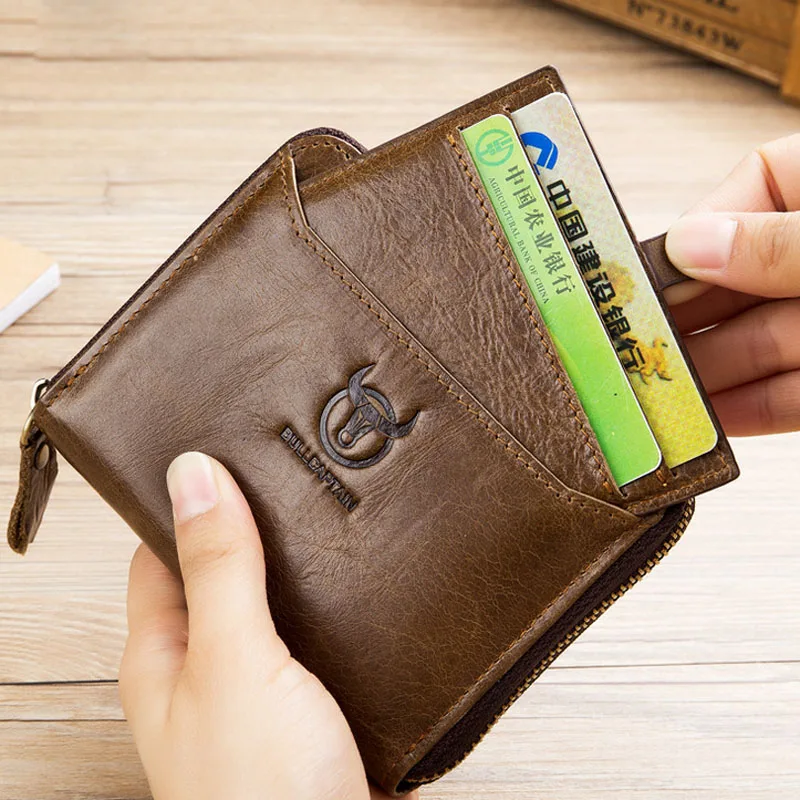 BULLCAPTAIN Новое поступление мужской кошелек из воловьей кожи портмоне Тонкий RFID Carteira дизайнерский брендовый кошелек клатч кожаный кошелек