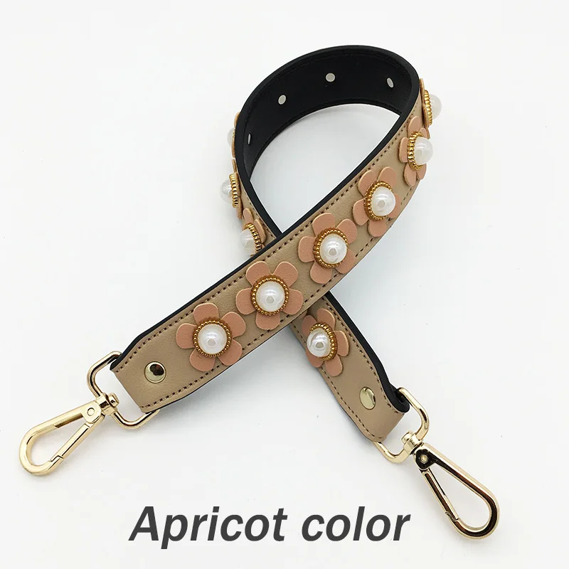 Apricot color Цветочная широкая сумка на ремне, Женская сумка, ремешки для сумок, аксессуары, красочные кожаные ремешки для сумок, ремень с ручкой - Цвет: Apricot color