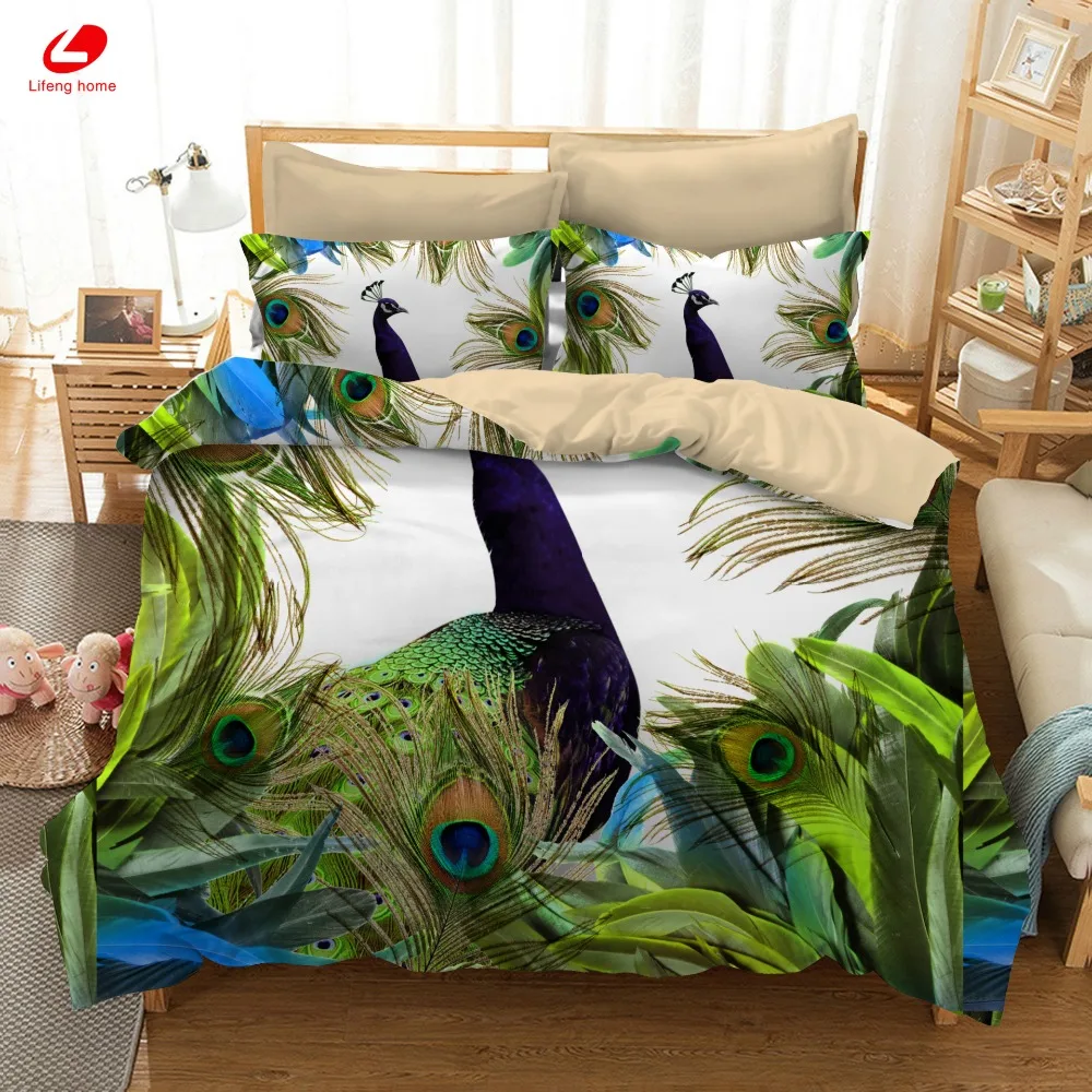 Постельное белье для дома 3D постельное с изображением животных павлина размер