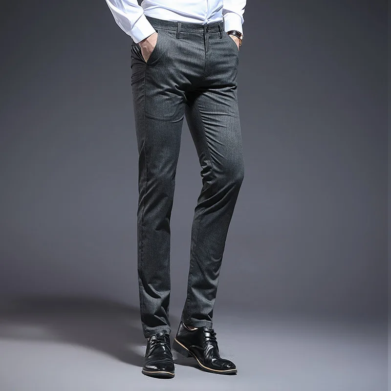 Men's Business Casual pants Spring and Summer New Slim Pants Korean Pinstriped Micro-elastic Trousers Large Size | Мужская одежда