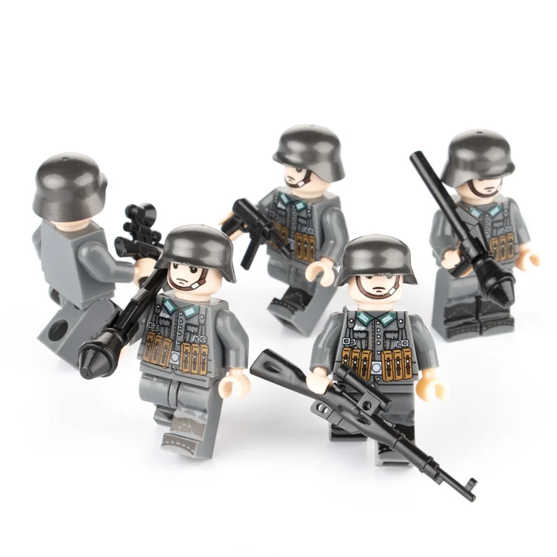 WW2 Parts German Building Blocks Soldier Arms Base Weapon Gun SWAT Team Police M0C Figure Brick Toys Compatible Military C074