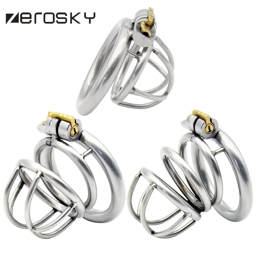 Zerosky кольцо из нержавеющей стали 304 3 размера замок-клетка для пениса мужской