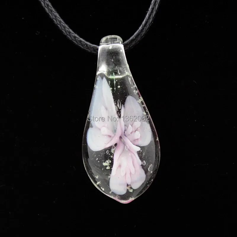 Очаровательные Цветочные Серебристые подвески из стекла лампворк ожерелье