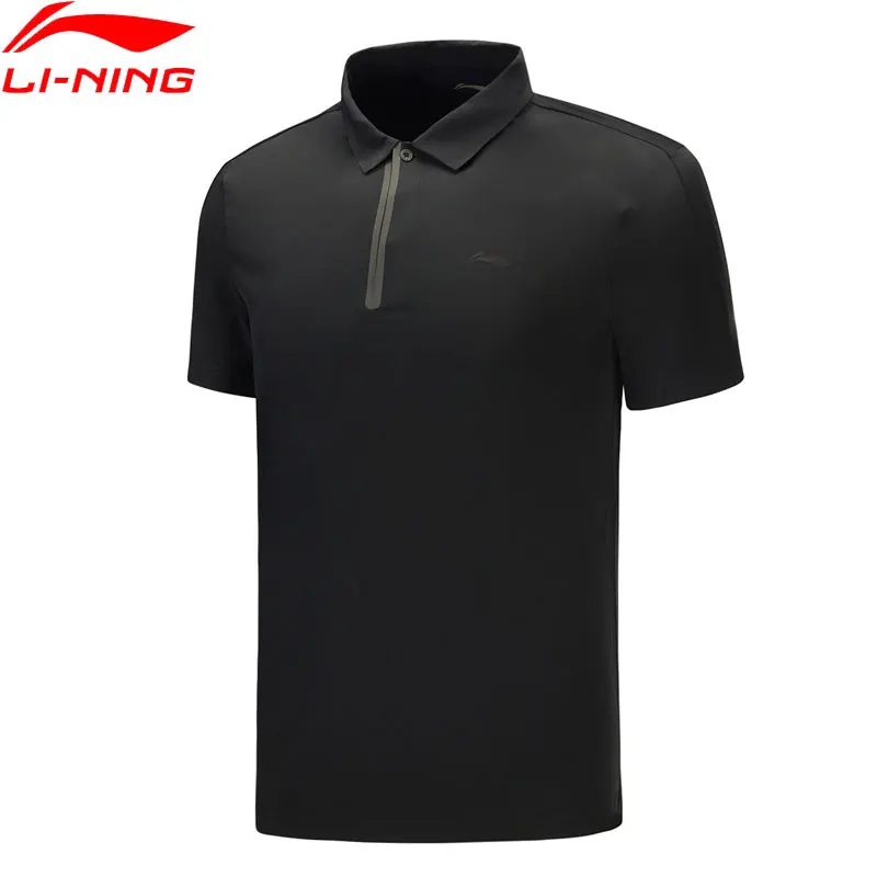 Li-Ning, мужские тренировочные футболки поло с коротким рукавом, 86% полиэстер, 14% спандекс, спортивные футболки с подкладкой, обычная посадка, футболки APLP027 MTP498