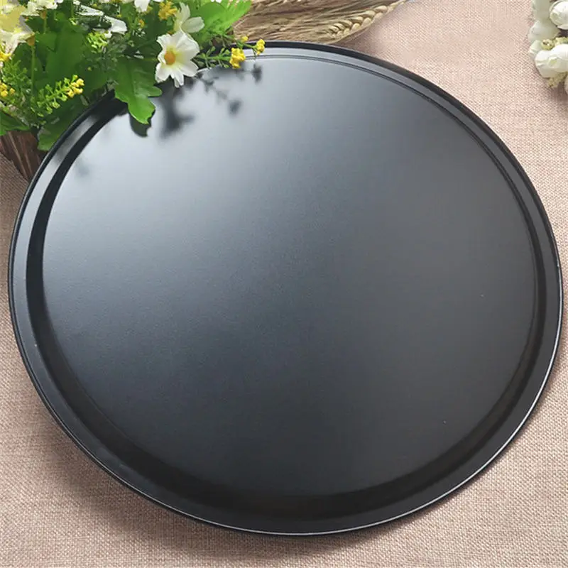 DOREENBEADS - Круглая пицца-пироговая каменная плита из углеродистой стали диаметром 12 дюймов, антипригарное покрытие, подходит для домашней пекарни и печи, кухонные инструменты, 1 шт.