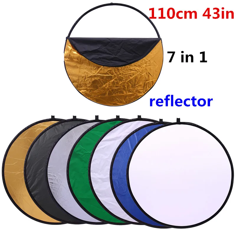 

CY Free ship 43" 110cm 7 in 1 Fashion so easy Portable Collapsible Light Round Photography Reflector for Studio Multi Photo Disc