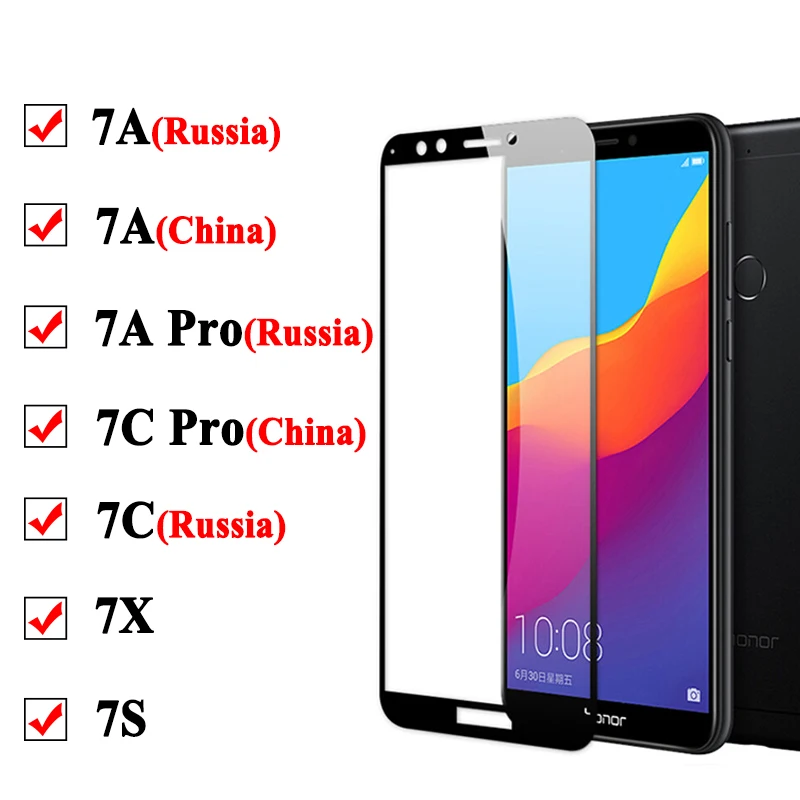 Защитное стекло на экран Honor 7C для Huawei Honer 7A Pro 7X7 S закаленное C7 A7 X7 7 C A X защитная