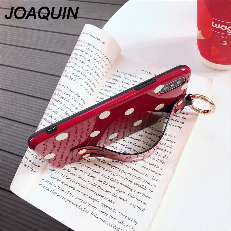 Fashion Wrist Strap Hand Care Phone Case For iphone X Cute Smile wave point 6 6S 7 8 Plus Cover Soft back fundas |