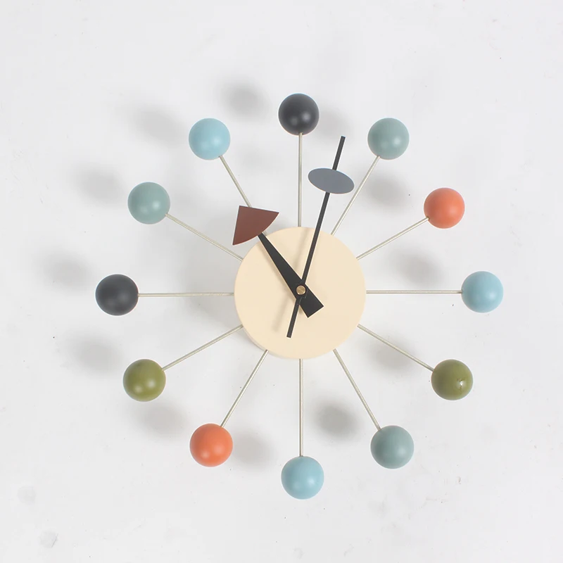 

NEW Fashion Clock Simple Popular Designer Beautiful Modern Luxury Home Decorative Wooden Balls Wall Clocks Candy Clock Z037