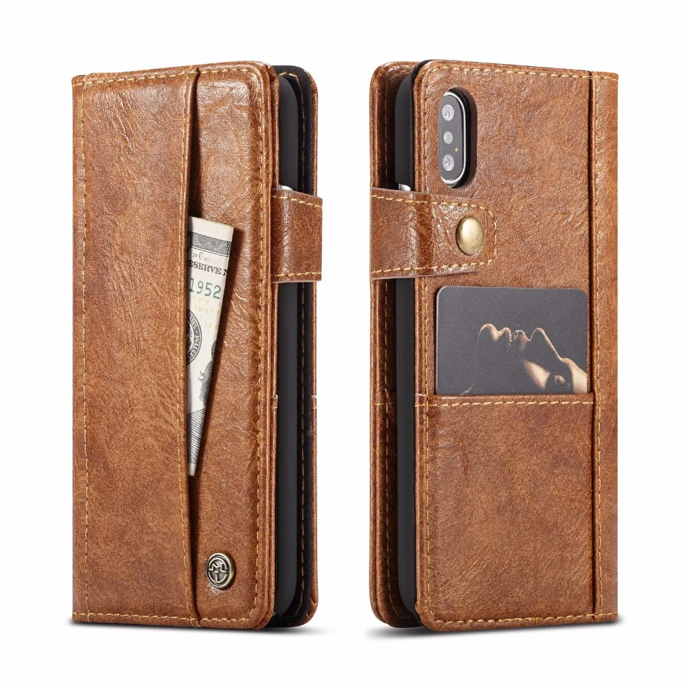 Роскошный старинный кожаный чехол для Coque iPhone X случай 3 держателя карты Vintage