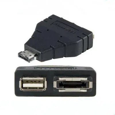 ESATA Splitter 2-in-1 Adapter USB &amp SATA to eSATA Converter Jack Plug Black for PC DIY |