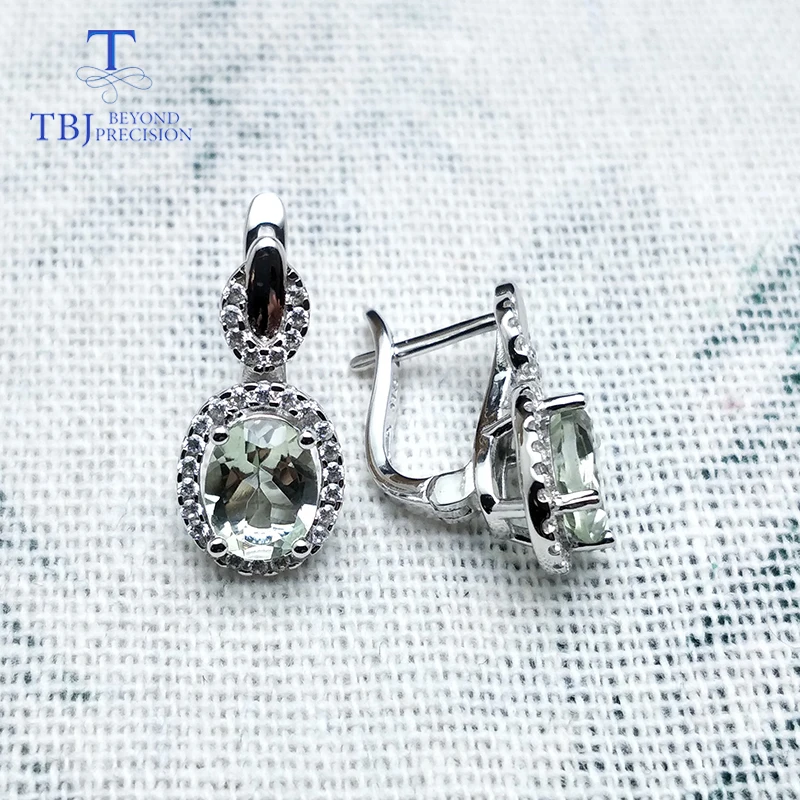 Женские серьги с аметистом TBJ натуральными драгоценными камнями на застежке из
