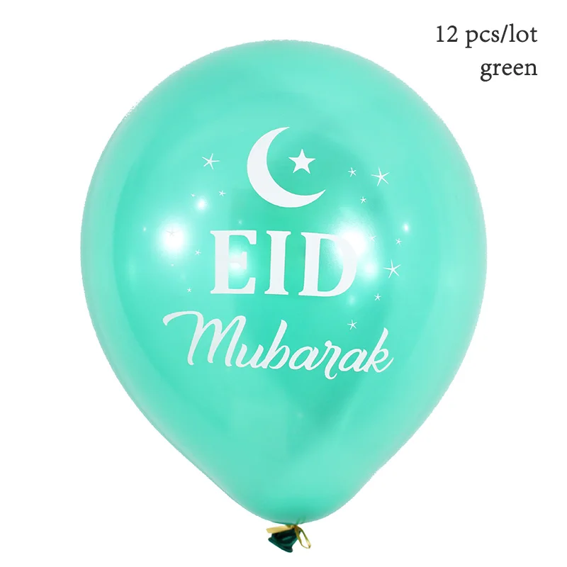 green Eid Mubarak воздушные шары Happy Eid воздушные шары Happy Ramadan мусульманский фестиваль украшения исламский новогодний прозрачный конфетти воздушные шары - Цвет: green