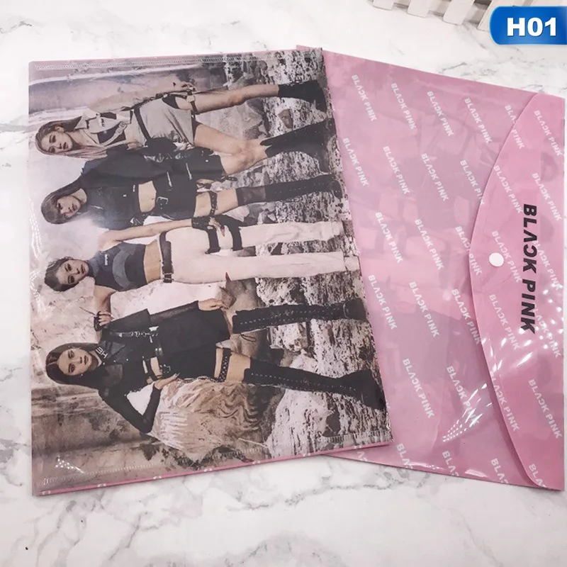 01 Лидер продаж, BLACKPINK GOT7, два раза, А4, Сумка для документов, бумажная папка, папка для документов, канцелярские принадлежности, чехол для школы, офиса, ПВХ, пять стилей, подарок для фанатов - Цвет: 01