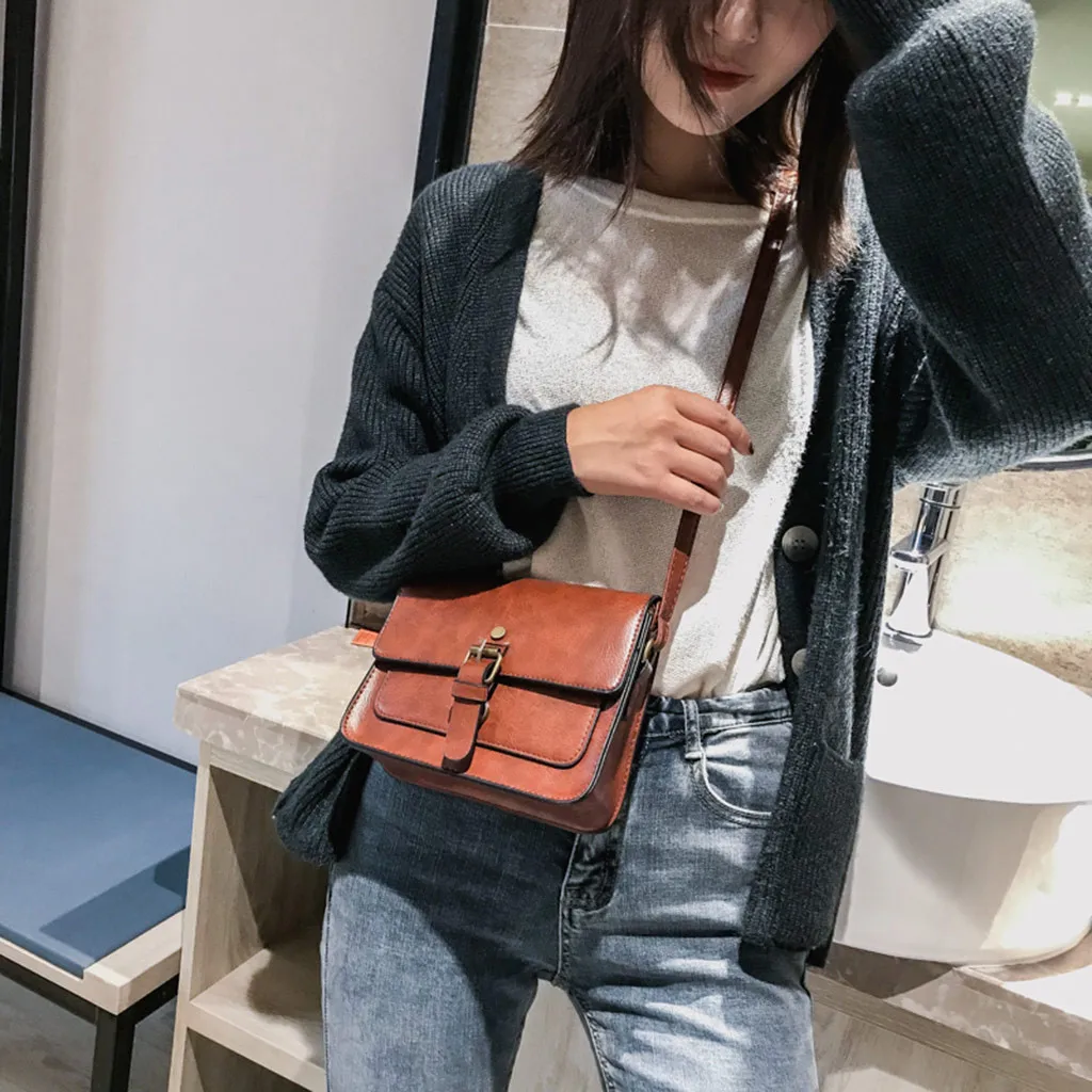 ISHOWTIENDA, женская сумка, винтажная, кожаная, сумка на плечо, для девушек, с ручкой, через плечо, мини сумка, для женщин, сумка-мессенджер, Bolso Mujer