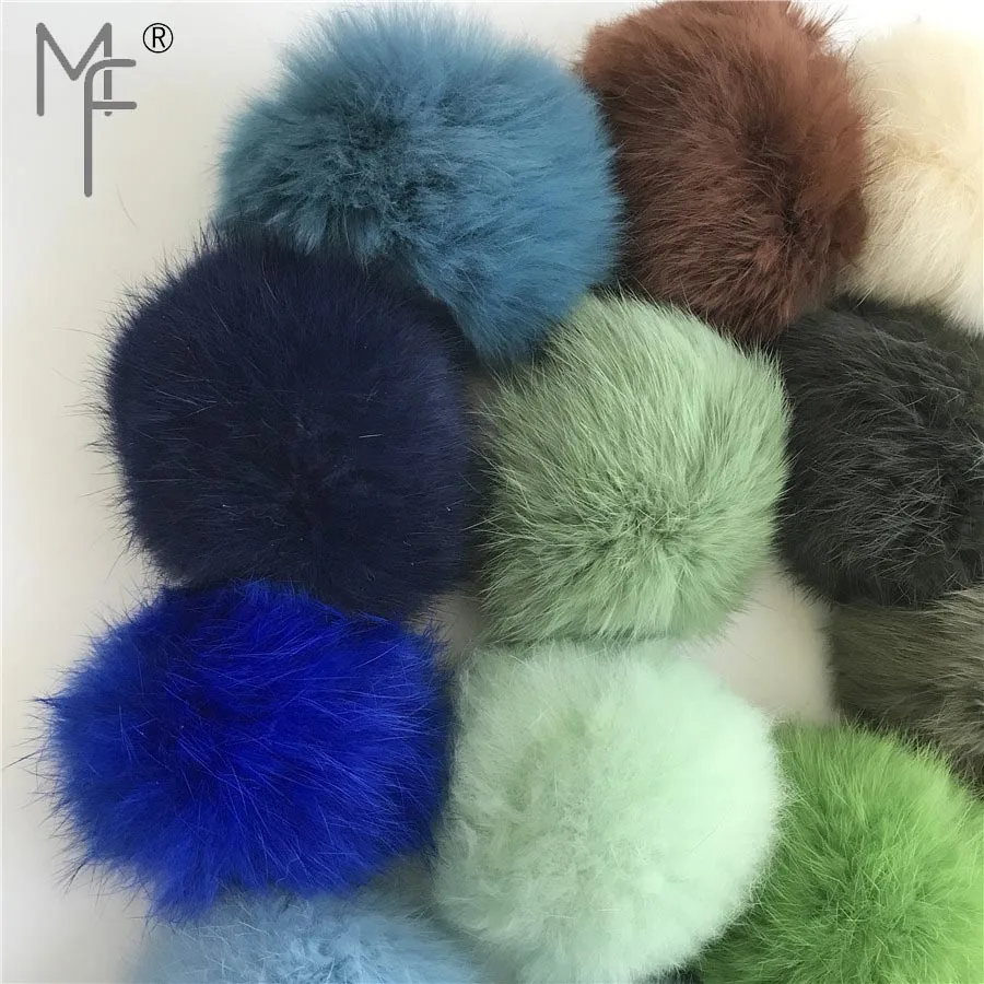 Magicfur 2 шт. 8 см с натуральным кроличьим мехом шар помпон зеленый \ синий Цвета DIY