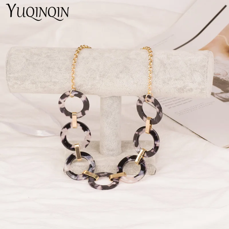 Винтажные Модные Акриловые металлические цепи с уксусной кислотой ожерелья