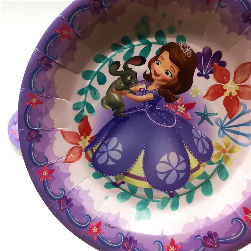 29 шт./лот disney Принцесса тематика-София для девочек на день рождения декоративная бумага для вечеринок чашка+ тарелка+ салфетка+ Конфета Подарочная сумка+ набор скатертей поставка