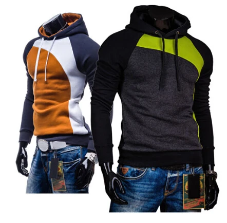 Free shipping Wholesale New 2015 Spring Mens Fleece Hoodies Hit Color Design For Men Sport Dress Slim Sweatshirt Man Hoody M-3XL | Мужская