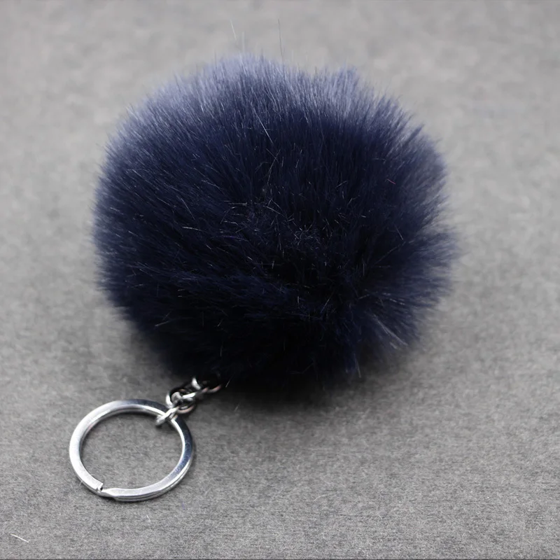 8 см пушистый помпон кроличья меховая брелок Женское кольцо из искусственного