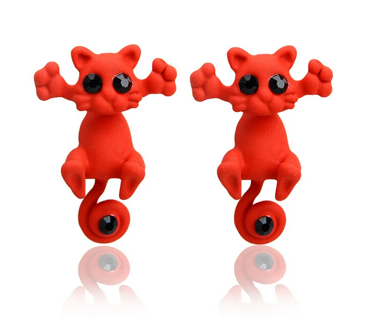 2018 Новое поступление серьги гвоздики животные 3D жемчуг Китти Кот Симпатичные для