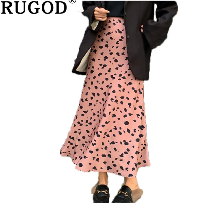RUGOD, весна-лето, женские юбки, модные, леопардовая расцветка, а-силуэт, длинные юбки для женщин, для офиса, для девушек, шифоновая плиссированная юбка для женщин