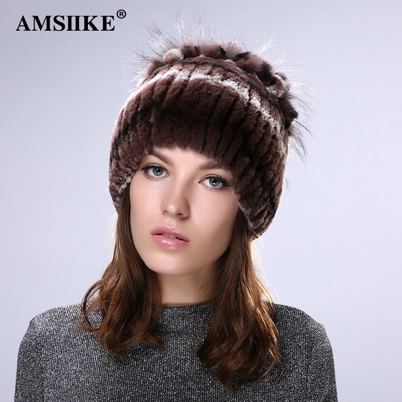 AMSIIKE Шапка из Бобра с Бубоном Ченрнобурки TM713 | Аксессуары для одежды