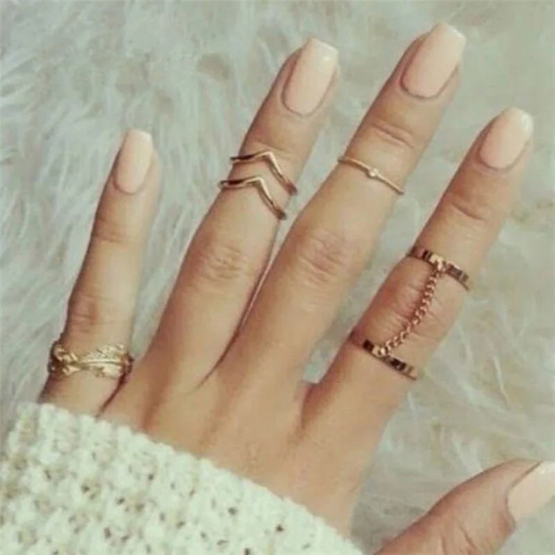 Женский набор колец с золотым и серебряным листом подарок на день рождения для