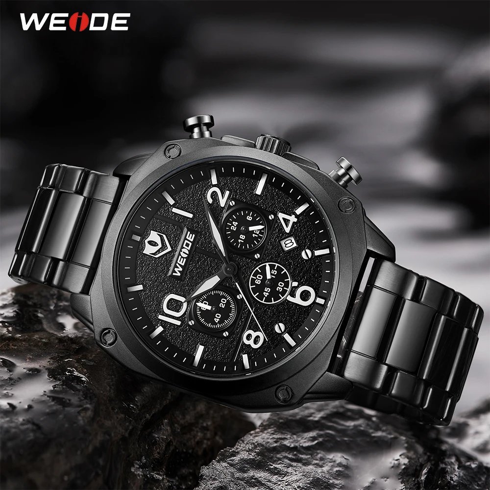 WEIDE топ бренд класса люкс модный кожаный ремешок кварцевые мужские часы в