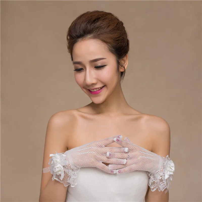 Женские свадебные перчатки белые Красные кружевные вечерние для невесты |