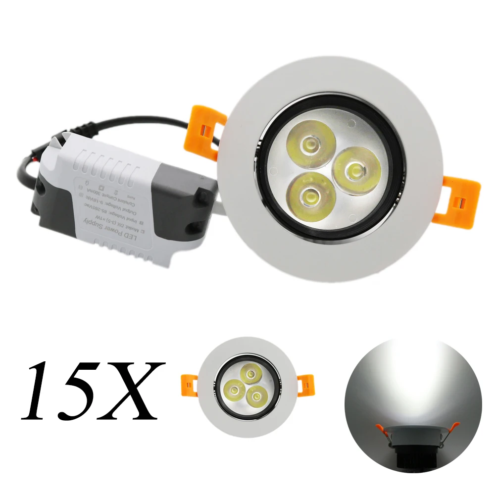 15XLED встраиваемые потолочные точечные светильники 3 Вт AC 85 265 в светодиодные для