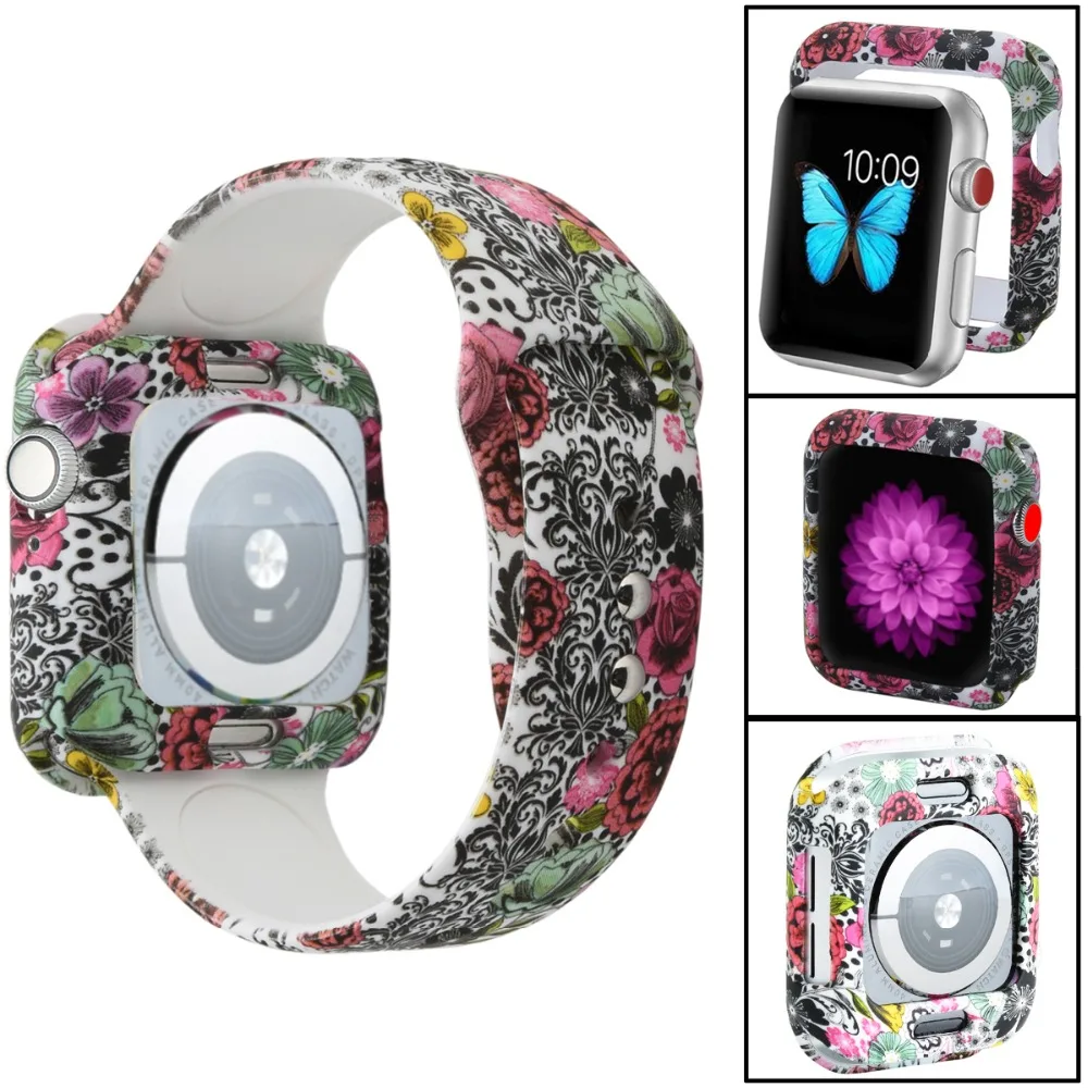 Силиконовый чехол Odog с цветком для Apple Watch 4 Band 40 мм 44 мм для iWatch Series 4 защитная рамка полная защитная оболочка