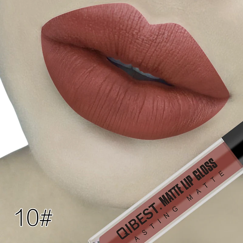 10 Qibest Matte Lipstick Liquid Nude Batom Mate Makeup Waterproof Liquid Lipstick Long Lasting Lip Tint Matte Cosmetic No-stick Cup - Цвет: 10