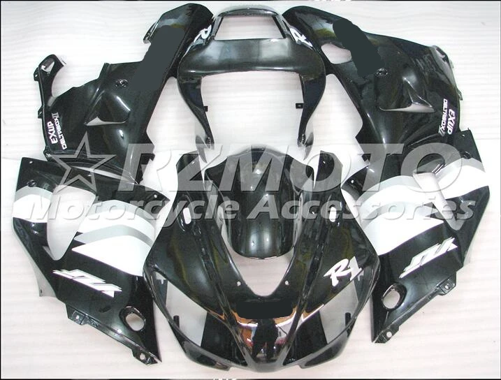

New ABS motorcycle Fairing For YAMAHA YZF-R1 1998-1999 Injection Bodywor splendid black and white ACE No.682