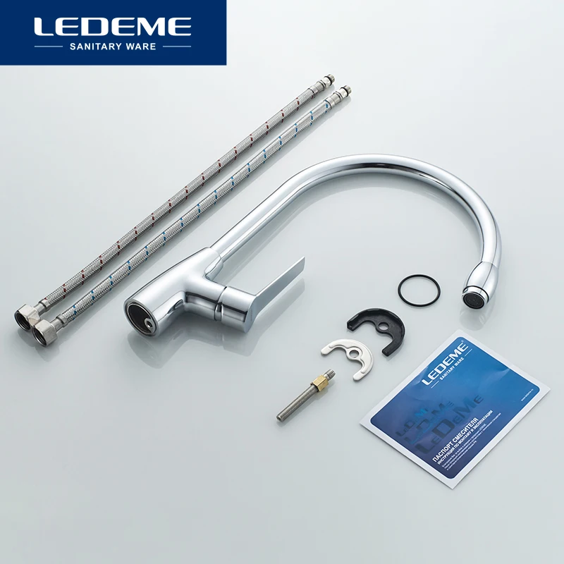 LEDEME кухонный смеситель хромированный полированный для раковины с одной ручкой