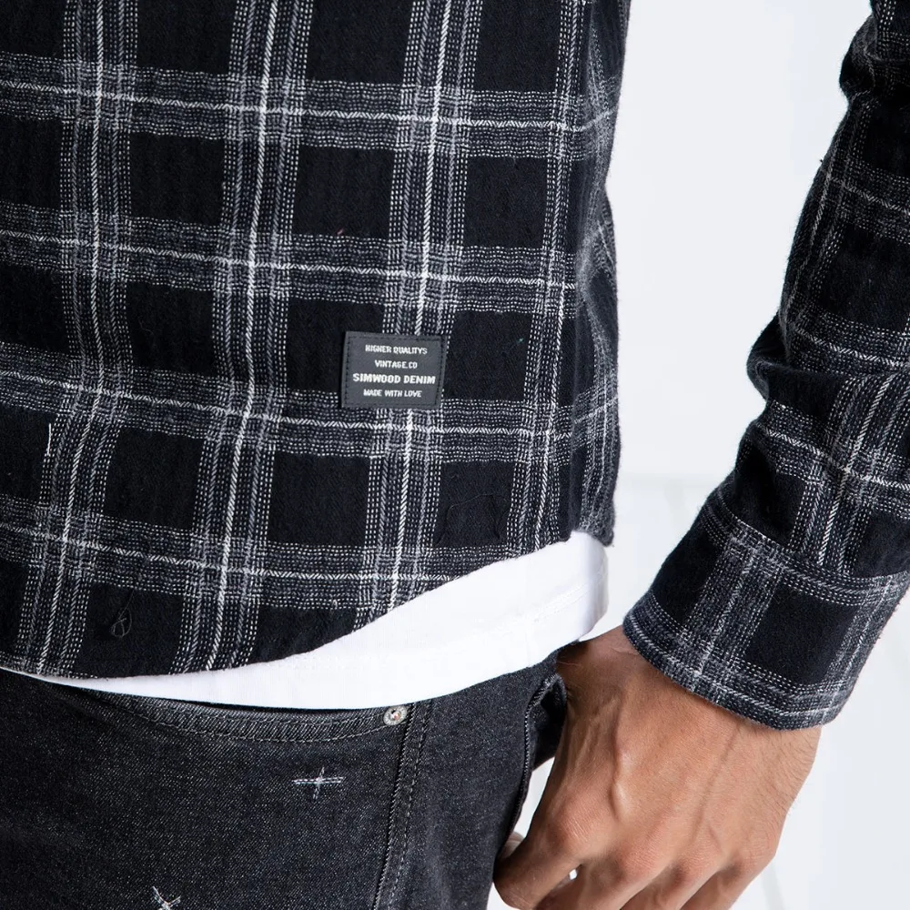 SIMWOOD 2019 рубашки домашние муж. для мужчин Slim Fit Мода Рубашка в клетку мужской