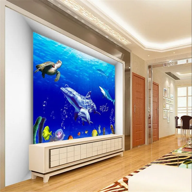 Фотофон с художественным декором подводный мир дельфин отель черепахи акулы