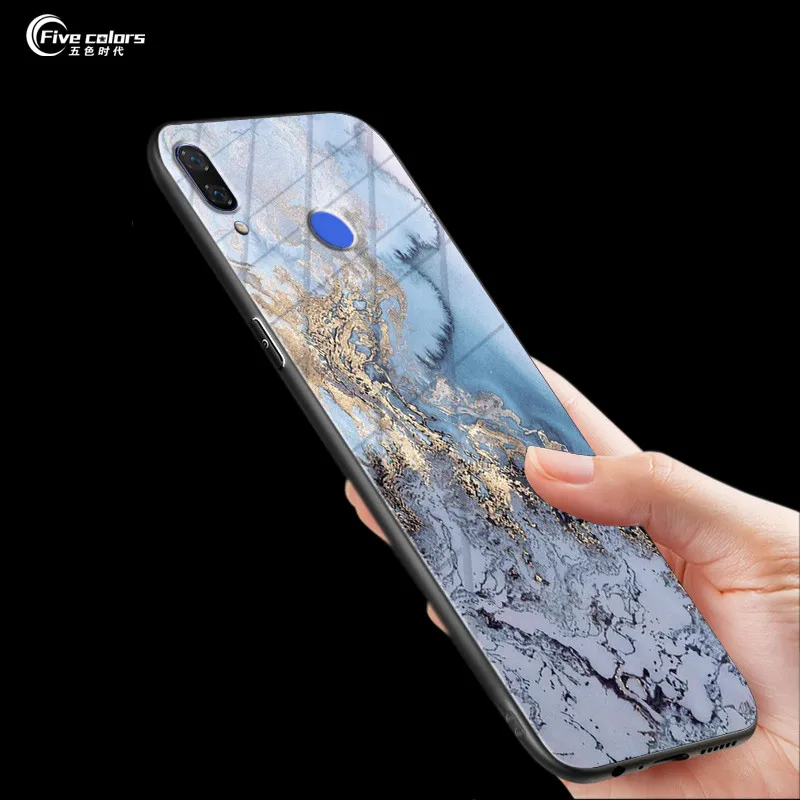 Мраморный чехол из закаленного стекла для Huawei Nova 2 2i 2Plus 3 3i мягкие чехлы ТПУ Mate 9 10