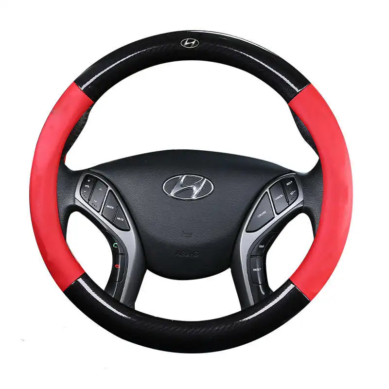 red with logo Крышка рулевого колеса автомобиля 37 38 см 1" для hyundai Grand i10 i20 i30 GT i40 ix20 Ioniq Veloster Xcent H-1 Starex Genesis Coupe - Название цвета: red with logo